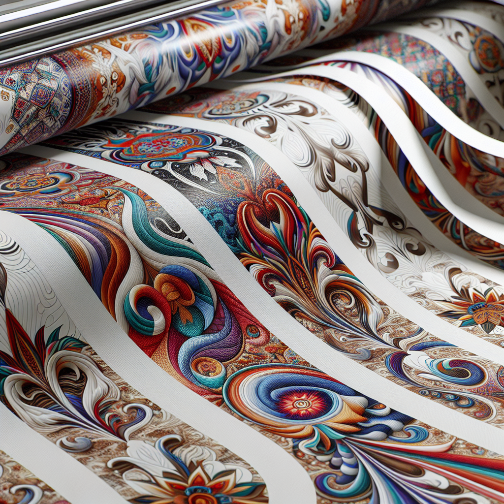 A highly detailed and realistic image of a DTF printed film with colorful patterns.