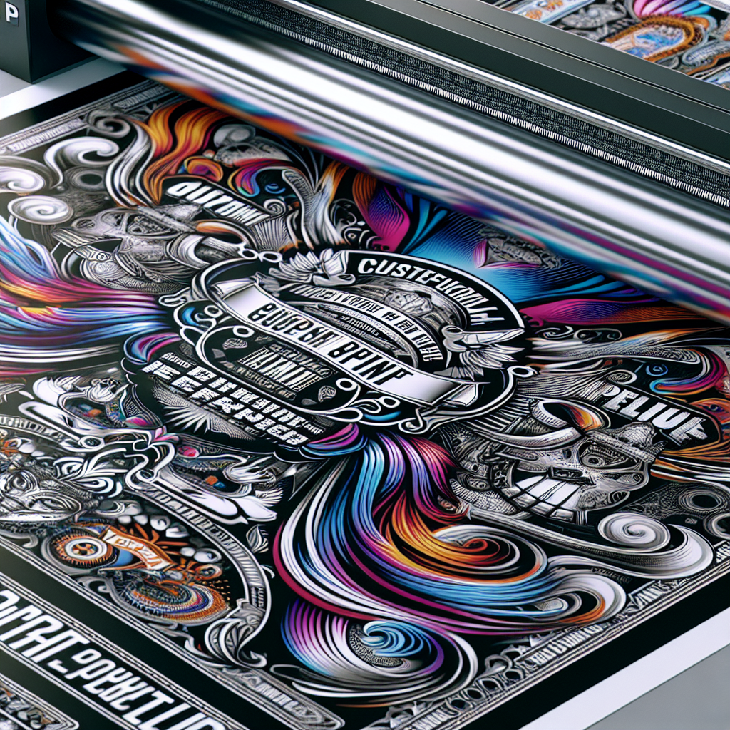 A close-up view of custom Direct-to-Film (DTF) transfer gang sheets with vibrant designs and intricate details.