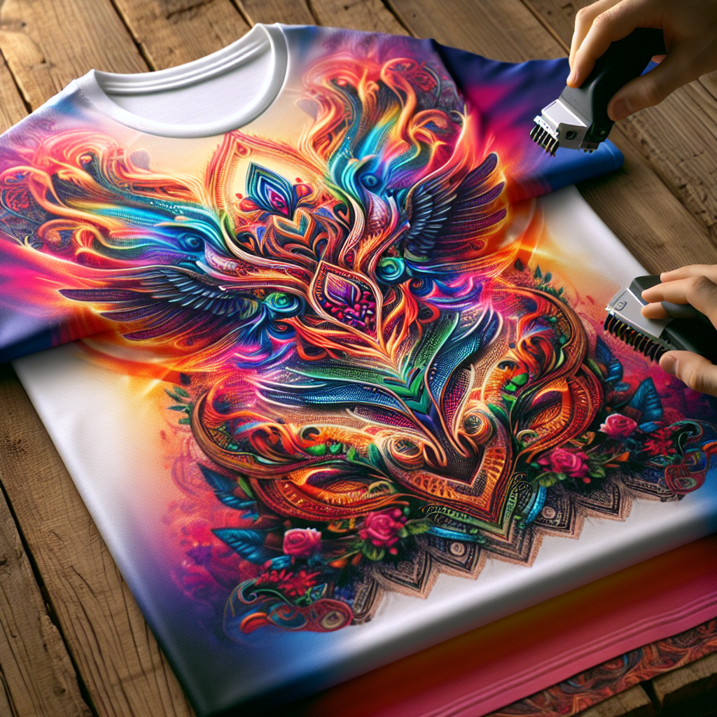 Realistic image of a heat transfer design on a t-shirt.